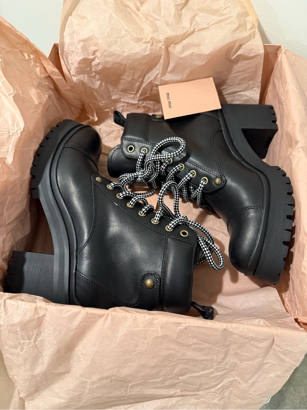 Brand new Miu Miu Black Leather boots